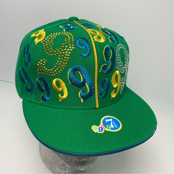 Gino Green Global Green Yellow Teal Studded 59FIFTY Hat - Picture 4 of 5